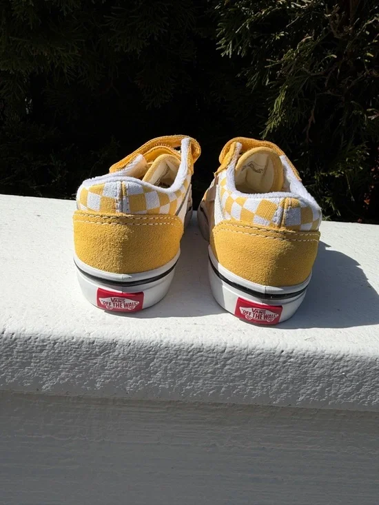 Vans Toddler Old Skool V Checkerboard Yellow Sneakers - Size 8.5 - Picture 5 of 7
